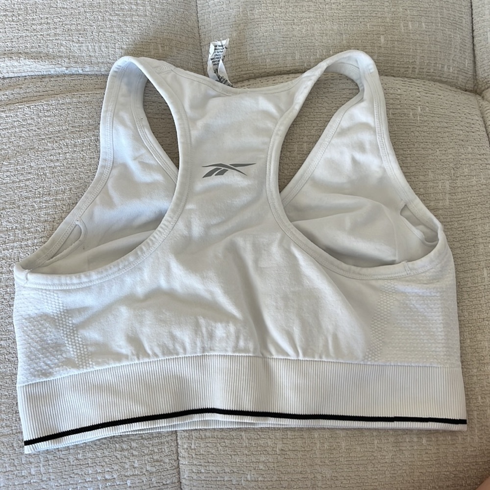 Reebok Racer Back White Sports Bra - Picture 2 of 2